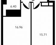 1-комнатная квартира площадью 44.72 кв.м, Новоалексеевская, 16с7 | цена 9 436 800 руб. | www.metrprice.ru