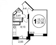 1-комнатная квартира площадью 31 кв.м, улица Просвещения, 11к1 | цена 2 237 900 руб. | www.metrprice.ru