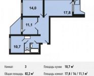 3-комнатная квартира площадью 82.2 кв.м, Покровская улица, 16 | цена 7 882 980 руб. | www.metrprice.ru