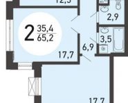 2-комнатная квартира площадью 65.3 кв.м, Рогожский Вал ул., 11 | цена 19 785 900 руб. | www.metrprice.ru