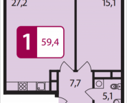 2-комнатная квартира площадью 59.4 кв.м в ЖК "Звезда Томилино", Гаршина, 3 | цена 3 861 000 руб. | www.metrprice.ru