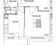 1-комнатная квартира площадью 37.79 кв.м, 2-я Муравская | цена 5 275 786 руб. | www.metrprice.ru