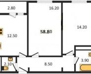 2-комнатная квартира площадью 58.8 кв.м, Производственная ул., 6 | цена 6 591 480 руб. | www.metrprice.ru