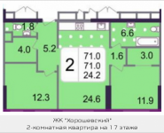 2-комнатная квартира площадью 71 кв.м, 3-я Хорошёвская улица, владение 7, корп.6 | цена 13 170 500 руб. | www.metrprice.ru