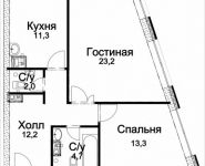 2-комнатная квартира площадью 68 кв.м, Шелепихинская набережная, влд 34, корп.5 | цена 16 913 812 руб. | www.metrprice.ru