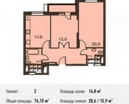 2-комнатная квартира площадью 74.2 кв.м, Донецкая улица, 30с29 | цена 14 136 248 руб. | www.metrprice.ru