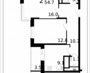 2-комнатная квартира площадью 54.7 кв.м, Колпакова, 44, корп.32 | цена 4 418 732 руб. | www.metrprice.ru