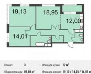 3-комнатная квартира площадью 89.9 кв.м, Донецкая улица, 30с29 | цена 16 302 884 руб. | www.metrprice.ru