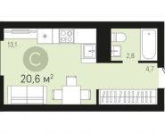 1-комнатная квартира площадью 20.6 кв.м, ул Калиновая, д. 4 | цена 2 440 000 руб. | www.metrprice.ru