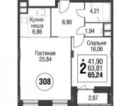 2-комнатная квартира площадью 65.2 кв.м в МФК «Резиденции Архитекторов», Большая Почтовая улица, 30 | цена 15 927 889 руб. | www.metrprice.ru