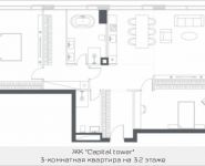 3-комнатная квартира площадью 75.52 кв.м, Краснопресненская набережная, вл 14 | цена 38 396 822 руб. | www.metrprice.ru