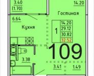 1-комнатная квартира площадью 32 кв.м, деревня Лопатино, 56 | цена 2 747 940 руб. | www.metrprice.ru