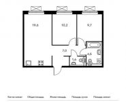 2-комнатная квартира площадью 52.6 кв.м, жилой комплекс Мякинино Парк, | цена 6 806 440 руб. | www.metrprice.ru