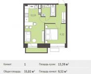 1-комнатная квартира площадью 35.02 кв.м,  | цена 2 994 210 руб. | www.metrprice.ru