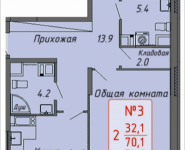 2-комнатная квартира площадью 74.2 кв.м, Ленинский проспект, 16 | цена 6 624 576 руб. | www.metrprice.ru