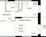 1-комнатная квартира площадью 37.74 кв.м, Щелково платф, 1 | цена 2 868 240 руб. | www.metrprice.ru