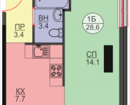 1-комнатная квартира площадью 28.1 кв.м, Авангардная, корп.7 | цена 3 512 500 руб. | www.metrprice.ru