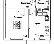 1-комнатная квартира площадью 37.39 кв.м, 2-я Муравская | цена 5 069 186 руб. | www.metrprice.ru
