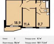 2-комнатная квартира площадью 50.6 кв.м, улица Барыкина, 4 | цена 3 769 700 руб. | www.metrprice.ru