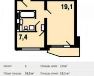 1-комнатная квартира площадью 38.8 кв.м, Лесопарковая ул., 17 | цена 3 566 969 руб. | www.metrprice.ru