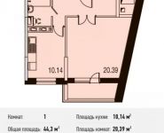 1-комнатная квартира площадью 44 кв.м в ЖК "Олимпийский", Стрелковая ул., 16 | цена 4 518 600 руб. | www.metrprice.ru