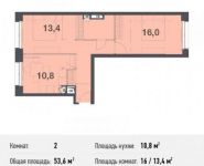 2-комнатная квартира площадью 53.6 кв.м, улица Северный Квартал, 19 | цена 3 535 456 руб. | www.metrprice.ru