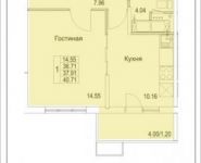 1-комнатная квартира площадью 40 кв.м, Муравская 2-я ул. | цена 4 818 409 руб. | www.metrprice.ru