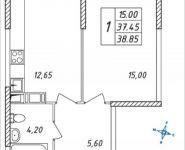 1-комнатная квартира площадью 38.85 кв.м, Дружбы, 3, корп.32 | цена 3 073 035 руб. | www.metrprice.ru