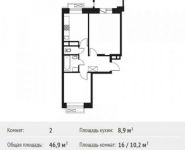 2-комнатная квартира площадью 46.9 кв.м, Софийская ул. | цена 3 716 881 руб. | www.metrprice.ru