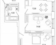 2-комнатная квартира площадью 63.26 кв.м, Рязанский проспект, 2, корп.Б3 | цена 8 551 170 руб. | www.metrprice.ru