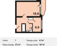 1-комнатная квартира площадью 37.2 кв.м, Некрасовка п, Покровская ул, 16 | цена 4 168 260 руб. | www.metrprice.ru