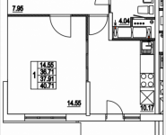 1-комнатная квартира площадью 40.71 кв.м, 2-я Муравская, корп.7 | цена 5 064 623 руб. | www.metrprice.ru