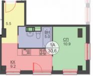 1-комнатная квартира площадью 30 кв.м, Авангардная ул., К7 | цена 3 916 800 руб. | www.metrprice.ru