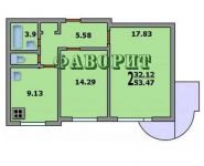 2-комнатная квартира площадью 54 кв.м, Изюмская ул., 59 | цена 8 400 000 руб. | www.metrprice.ru