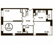 3-комнатная квартира площадью 79 кв.м, Петра Алексеева ул., 12АС1 | цена 14 239 986 руб. | www.metrprice.ru