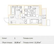 1-комнатная квартира площадью 18.96 кв.м, Калинина ул, 8 | цена 2 351 040 руб. | www.metrprice.ru