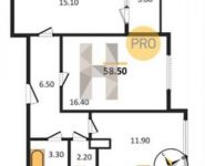 2-комнатная квартира площадью 58.5 кв.м,  | цена 5 125 042 руб. | www.metrprice.ru
