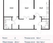 2-комнатная квартира площадью 69 кв.м, Боровское ш., 2 | цена 6 731 800 руб. | www.metrprice.ru