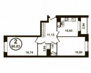 2-комнатная квартира площадью 60 кв.м, Петра Алексеева ул., 12АС1 | цена 11 042 926 руб. | www.metrprice.ru