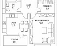 1-комнатная квартира площадью 51 кв.м, улица Николая Химушина, 9к2 | цена 19 864 500 руб. | www.metrprice.ru