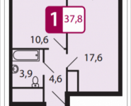 1-комнатная квартира площадью 37.8 кв.м, Северный Квартал, 1 | цена 2 570 400 руб. | www.metrprice.ru