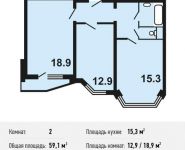 2-комнатная квартира площадью 59.1 кв.м, Некрасовка п, Покровская ул, 16 | цена 6 119 810 руб. | www.metrprice.ru