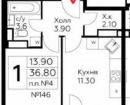 1-комнатная квартира площадью 36.8 кв.м в ЖК "Южное Бунино",  | цена 3 518 900 руб. | www.metrprice.ru