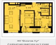2-комнатная квартира площадью 58.21 кв.м, Московская, 2 | цена 4 476 005 руб. | www.metrprice.ru