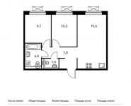 2-комнатная квартира площадью 52.6 кв.м, жилой комплекс Мякинино Парк, 1 | цена 6 827 480 руб. | www.metrprice.ru