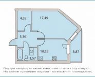 1-комнатная квартира площадью 41.4 кв.м, Парковая ул., ВЛ18 | цена 4 093 000 руб. | www.metrprice.ru