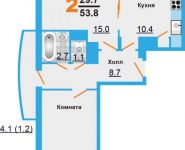2-комнатная квартира площадью 53.8 кв.м, проезд Речной, д.28к5 | цена 3 281 800 руб. | www.metrprice.ru