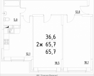 2-комнатная квартира площадью 65.7 кв.м, Строителей, корп.34 | цена 3 613 500 руб. | www.metrprice.ru