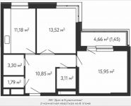 2-комнатная квартира площадью 61.1 кв.м, Зеленодольская, 41, корп.2 | цена 11 126 554 руб. | www.metrprice.ru