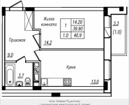 1-комнатная квартира площадью 40.9 кв.м, Просвещения, 12 | цена 2 438 540 руб. | www.metrprice.ru